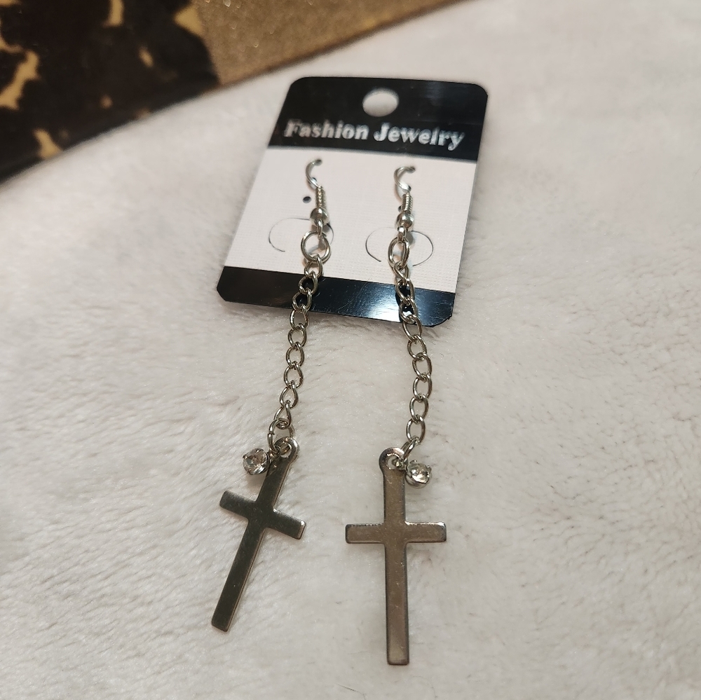 #26...  𝅺gold colored  Religious Jesus Christ Cross Earrings OS